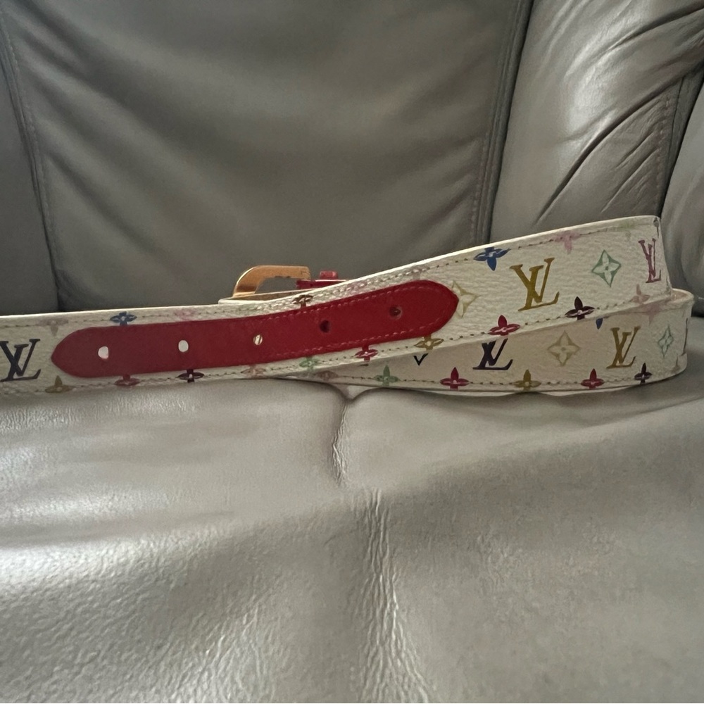 Louis Vuitton White Multicolor w/ Red Buckle and closure Belt - Picture 4 of 6